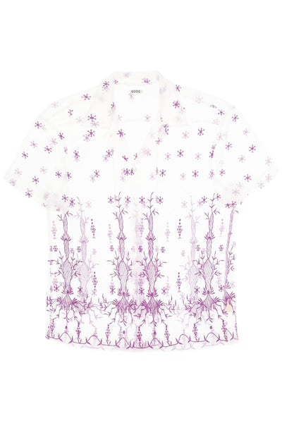 Bode lavandula bowling shirt in embroidered tulle-0