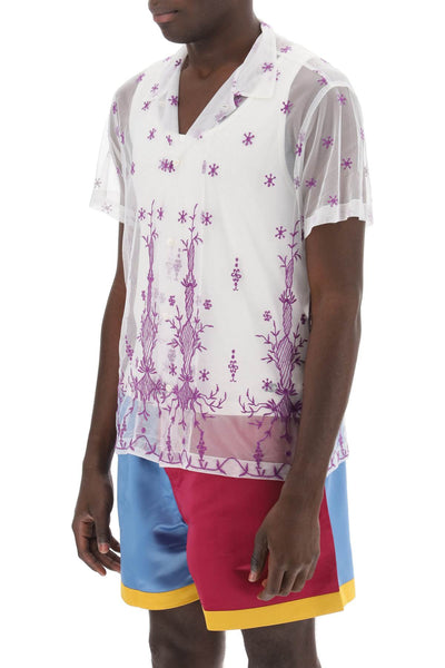 Bode lavandula bowling shirt in embroidered tulle-3