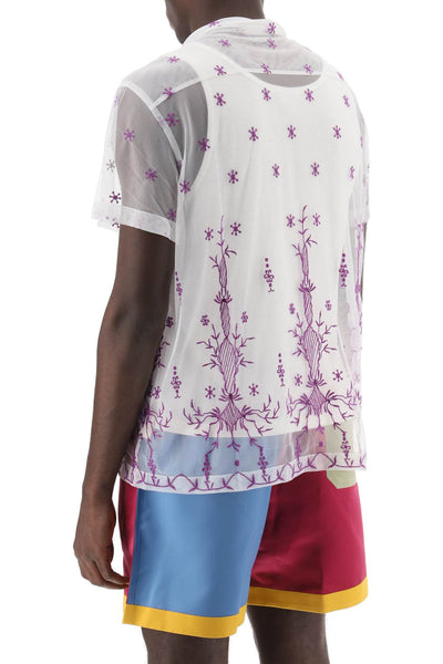Bode lavandula bowling shirt in embroidered tulle-2