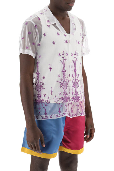 Bode lavandula bowling shirt in embroidered tulle-1