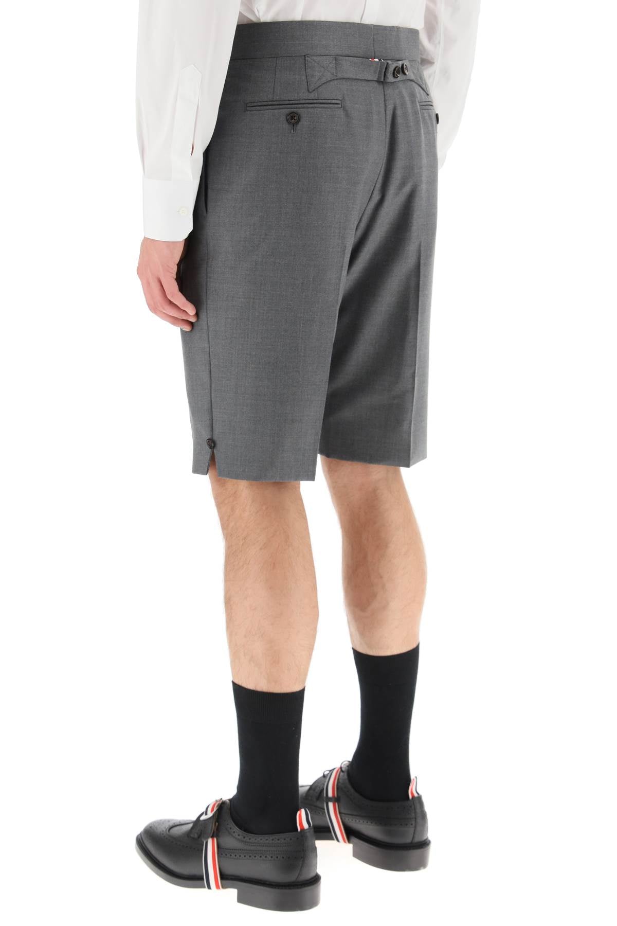 Thom browne super 120's wool shorts with back strap-2