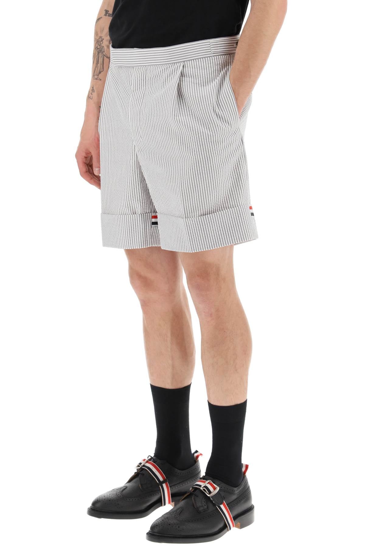 Thom browne striped shorts with tricolor details-3