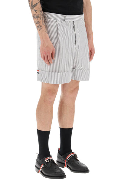 Thom browne striped shorts with tricolor details-1