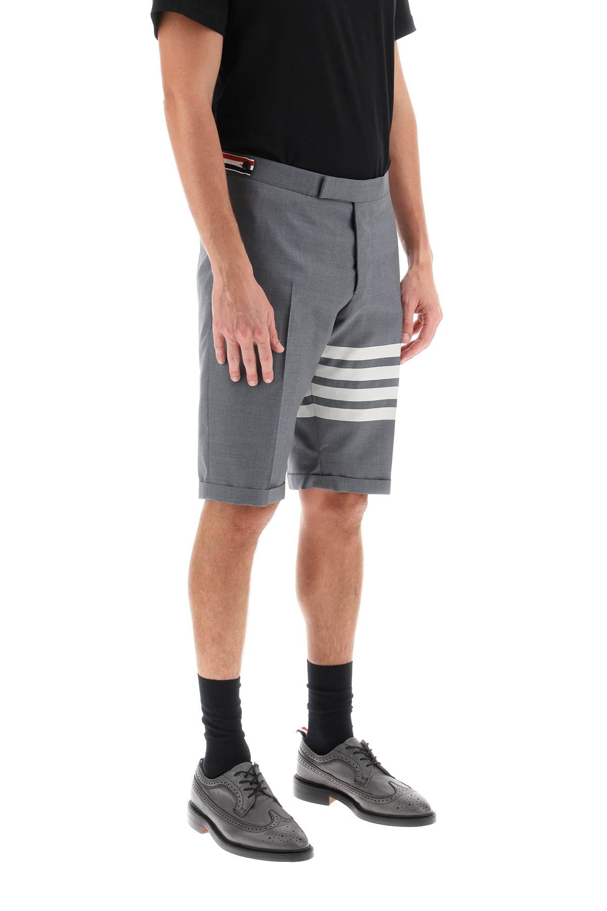 Thom browne 4-bar shorts in light wool-1