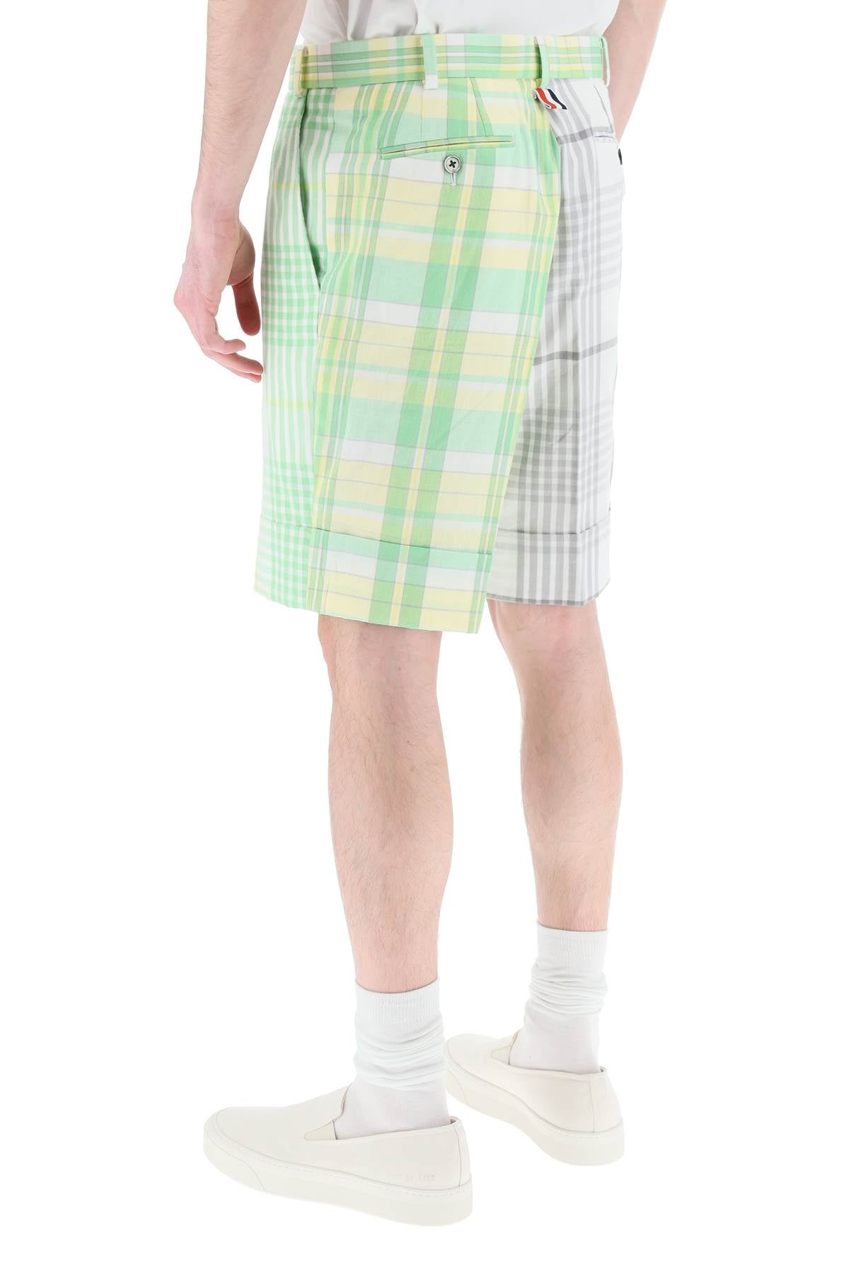 Thom browne funmix madras cotton shorts-2