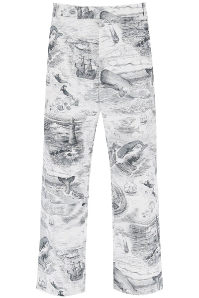 Thom browne cropped pants with 'nautical toile' motif-0