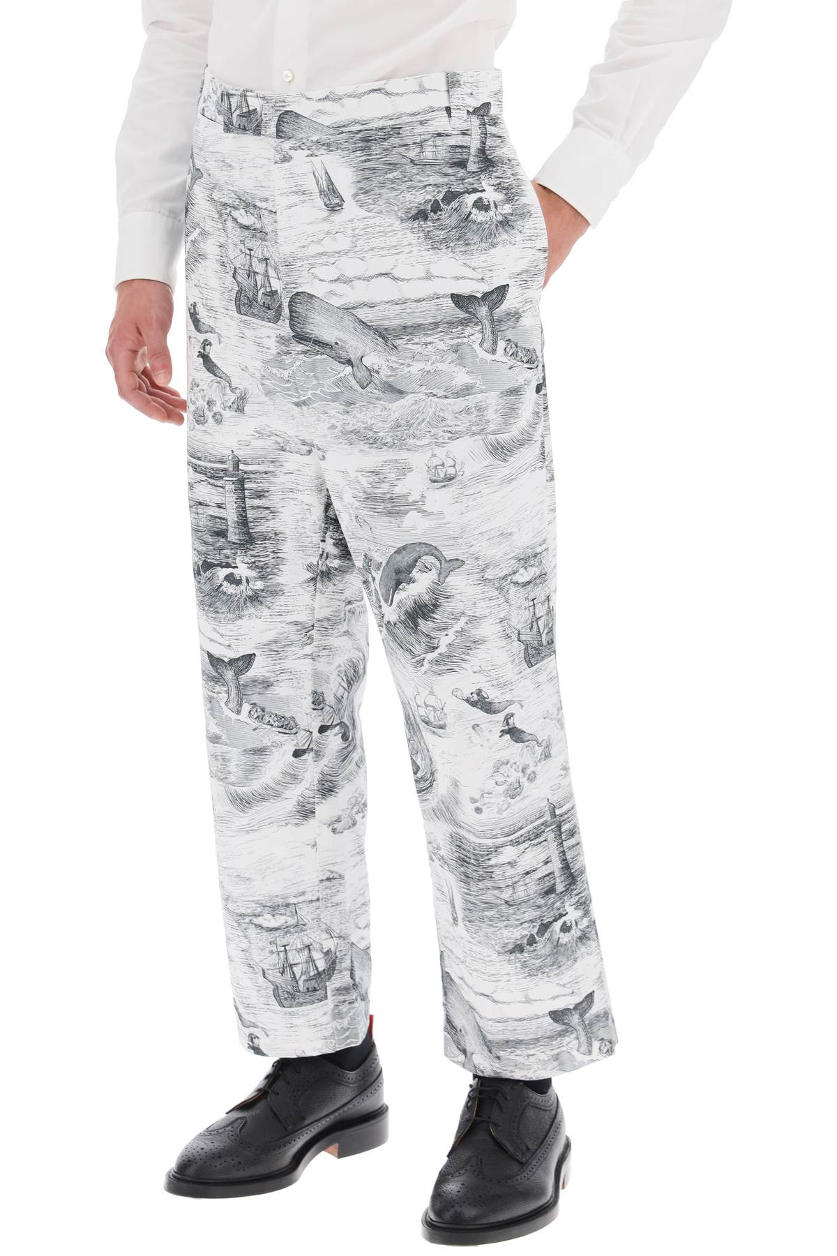 Thom browne cropped pants with 'nautical toile' motif-3