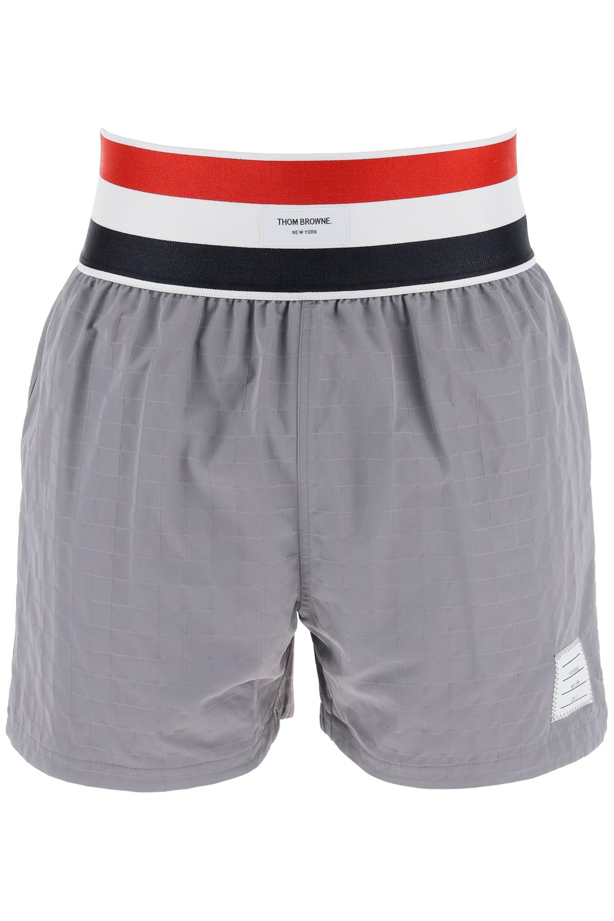Thom browne nylon bermuda shorts with elastic band in red-0