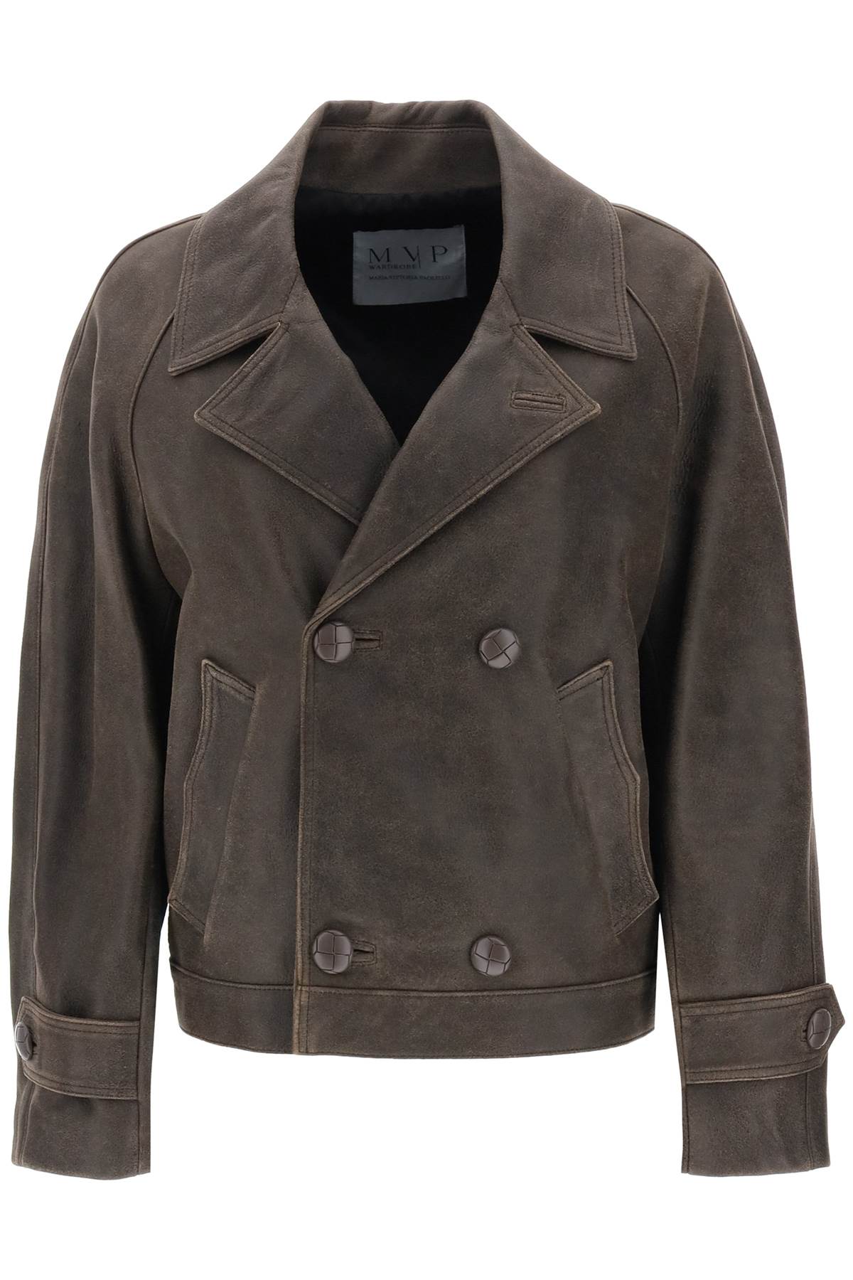 Mvp wardrobe solferino jacket in vintage-effect leather-0