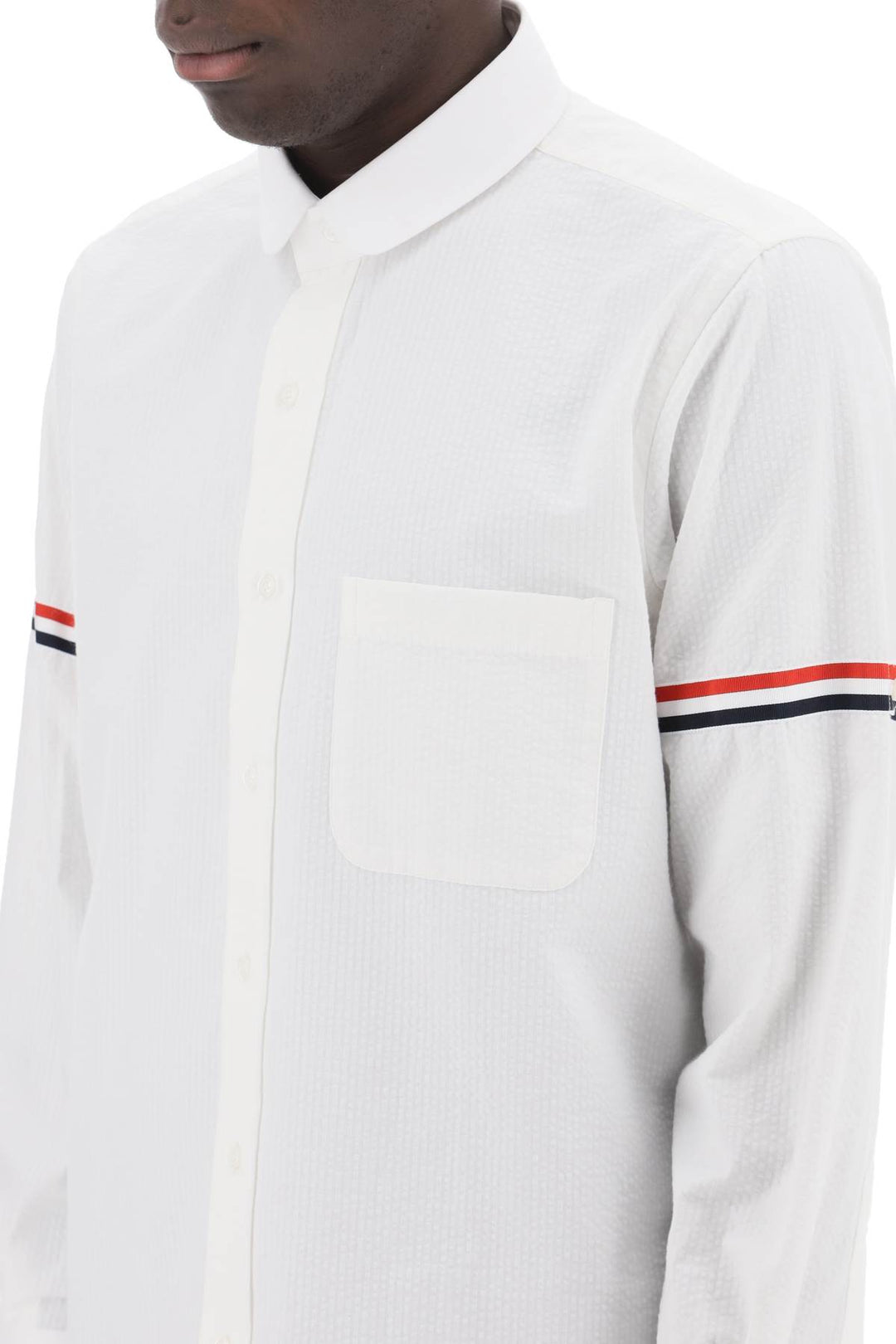 Thom browne seersucker shirt with rounded collar-3