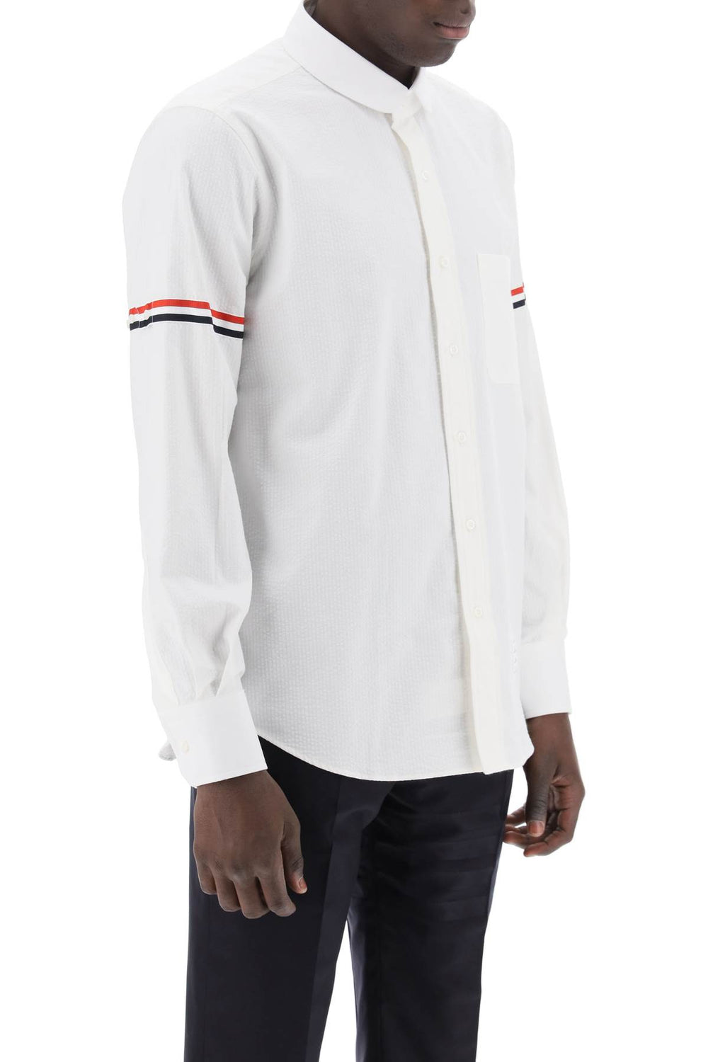 Thom browne seersucker shirt with rounded collar-1