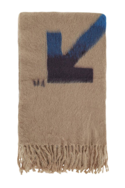 Off-white 'arrows' mohair and wool blanket-1