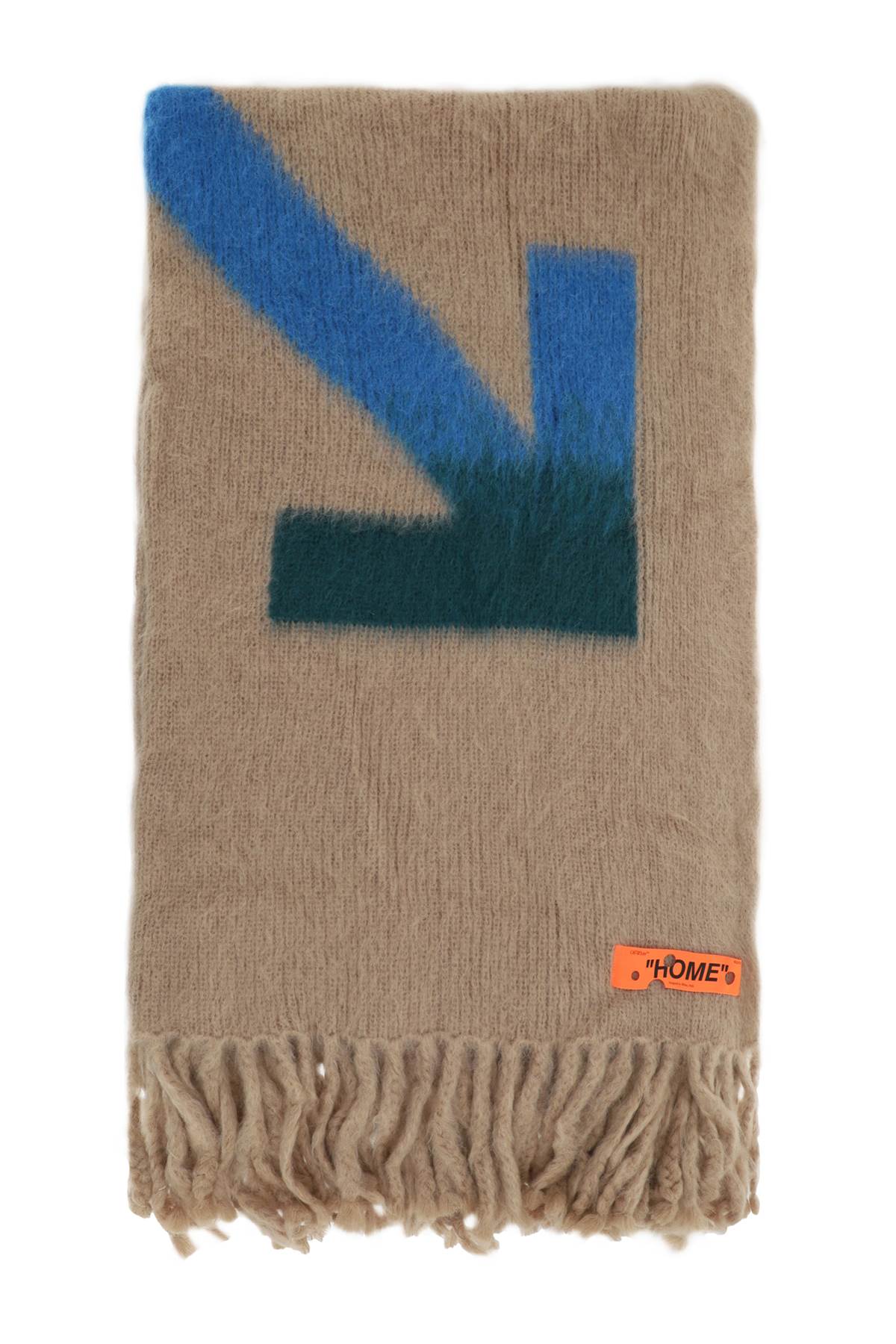 Off-white 'arrows' mohair and wool blanket-0