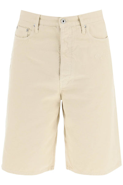 Off-white cotton utility bermuda shorts-0