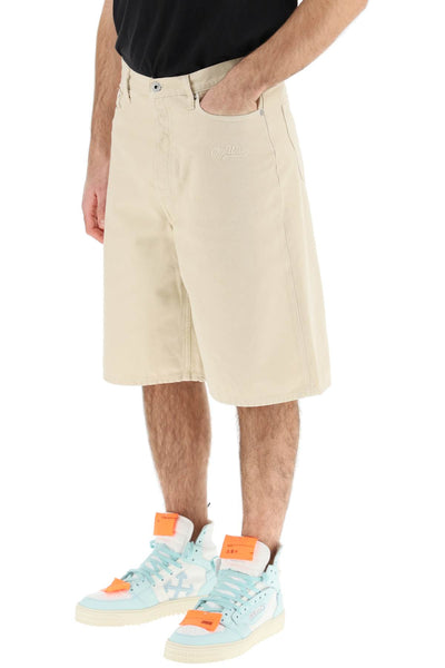 Off-white cotton utility bermuda shorts-3