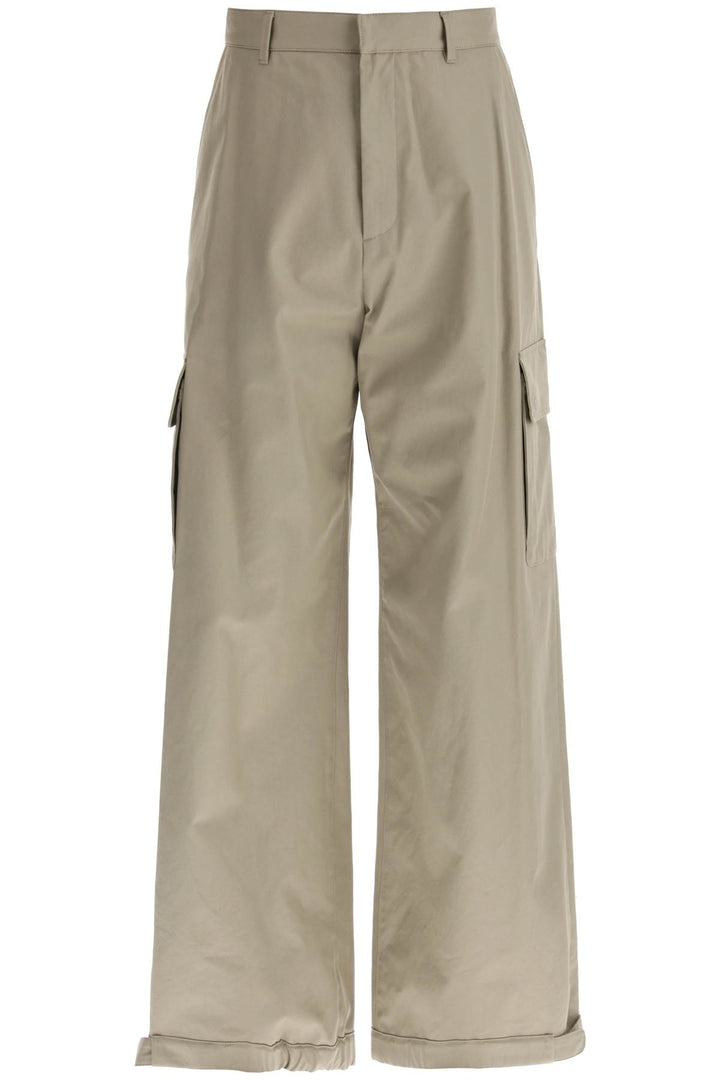 Off-white wide-legged cargo pants with ample leg-0