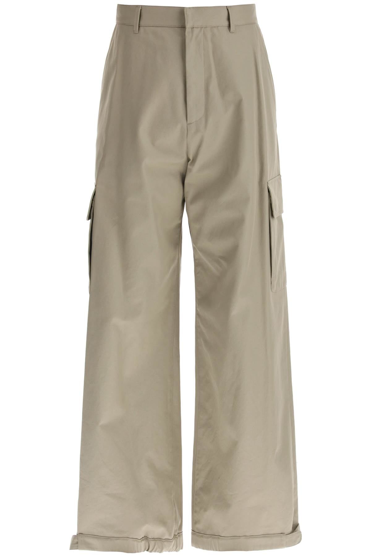 Off-white wide-legged cargo pants with ample leg-0