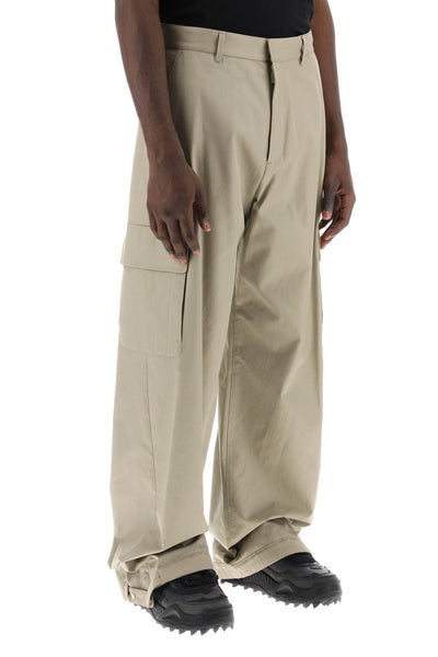 Off-white wide-legged cargo pants with ample leg-1