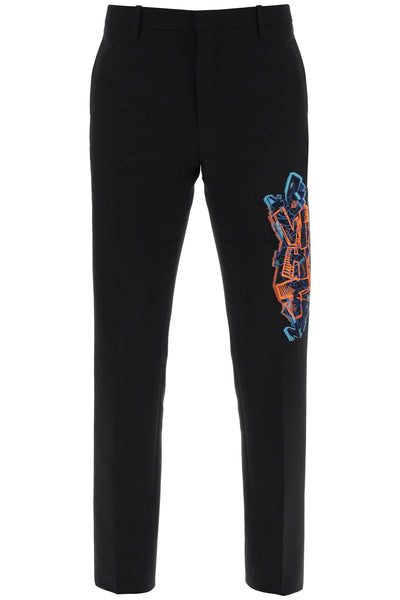 Off-white slim pants with graffiti patch-0