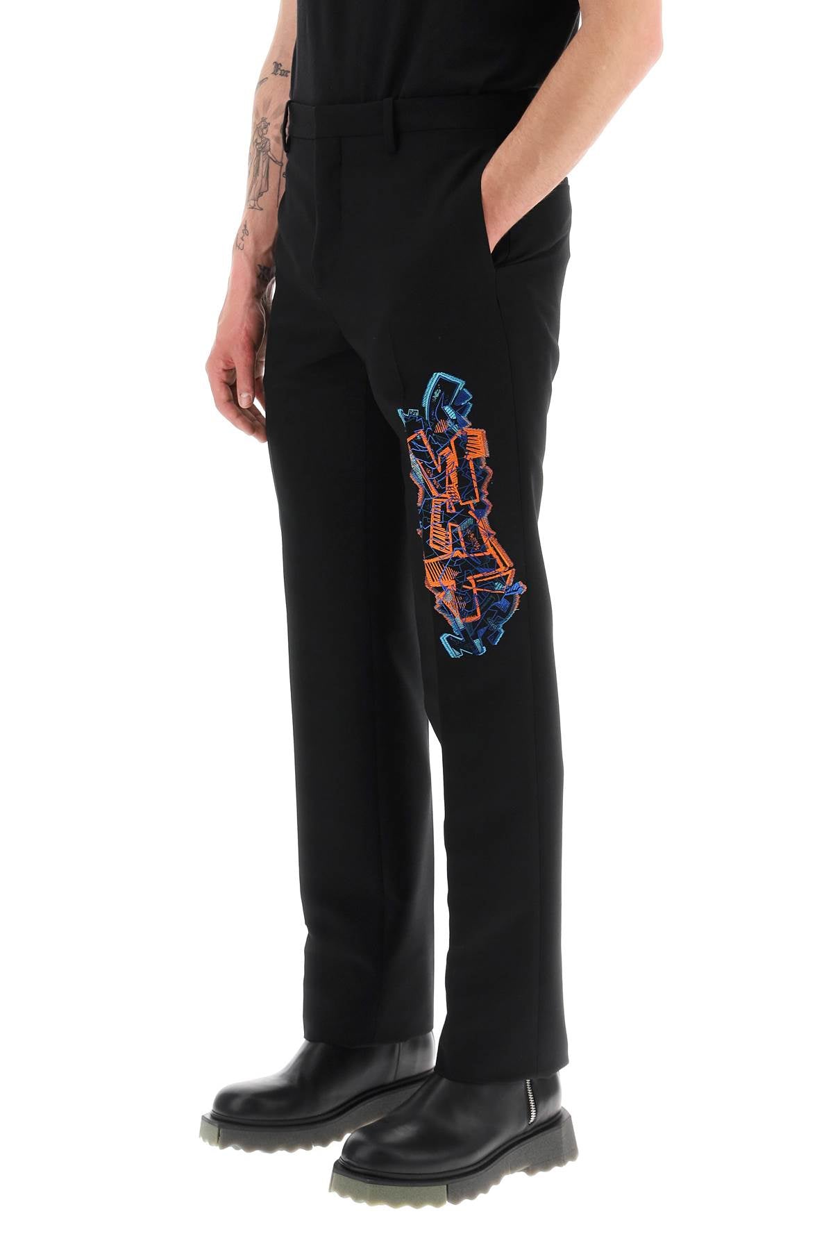 Off-white slim pants with graffiti patch-3