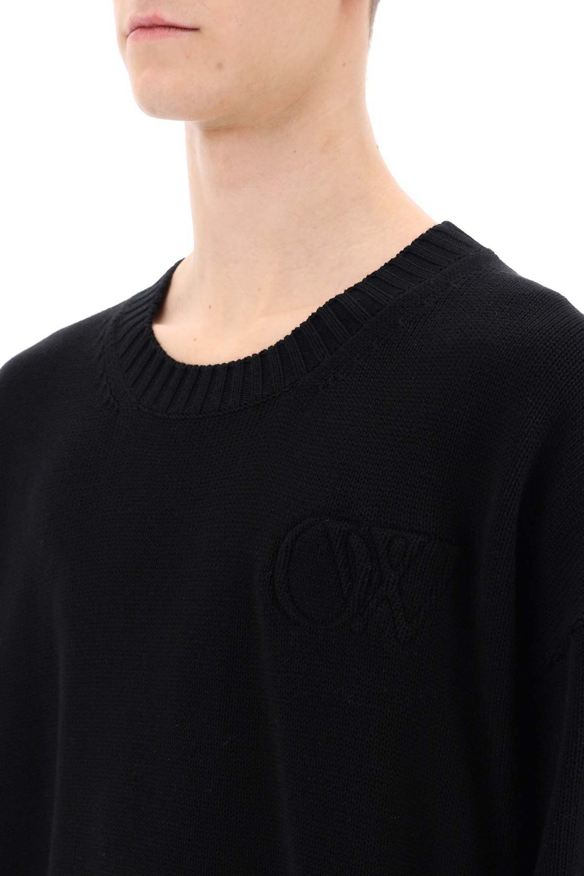 Off-white sweater with embossed diagonal motif-3