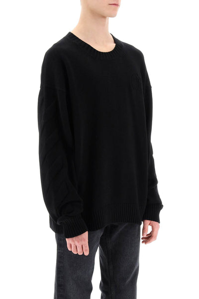 Off-white sweater with embossed diagonal motif-1