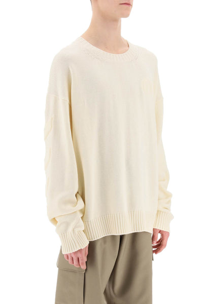 Off-white sweater with embossed diagonal motif-1