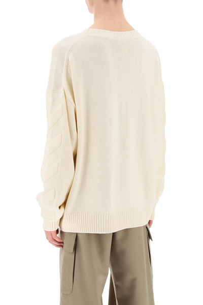 Off-white sweater with embossed diagonal motif-2