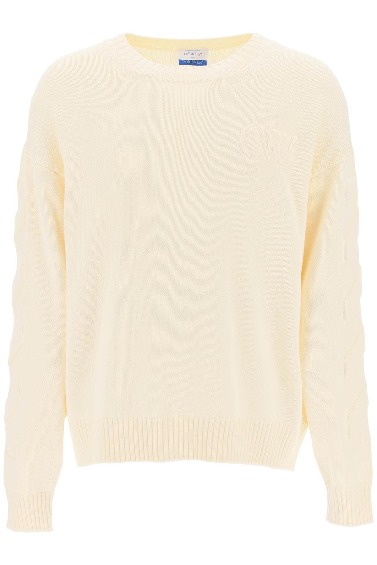 Off-white sweater with embossed diagonal motif-0