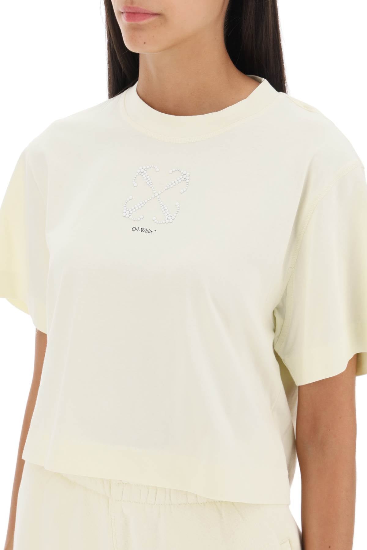 Off-white cropped t-shirt with arrow motif-3