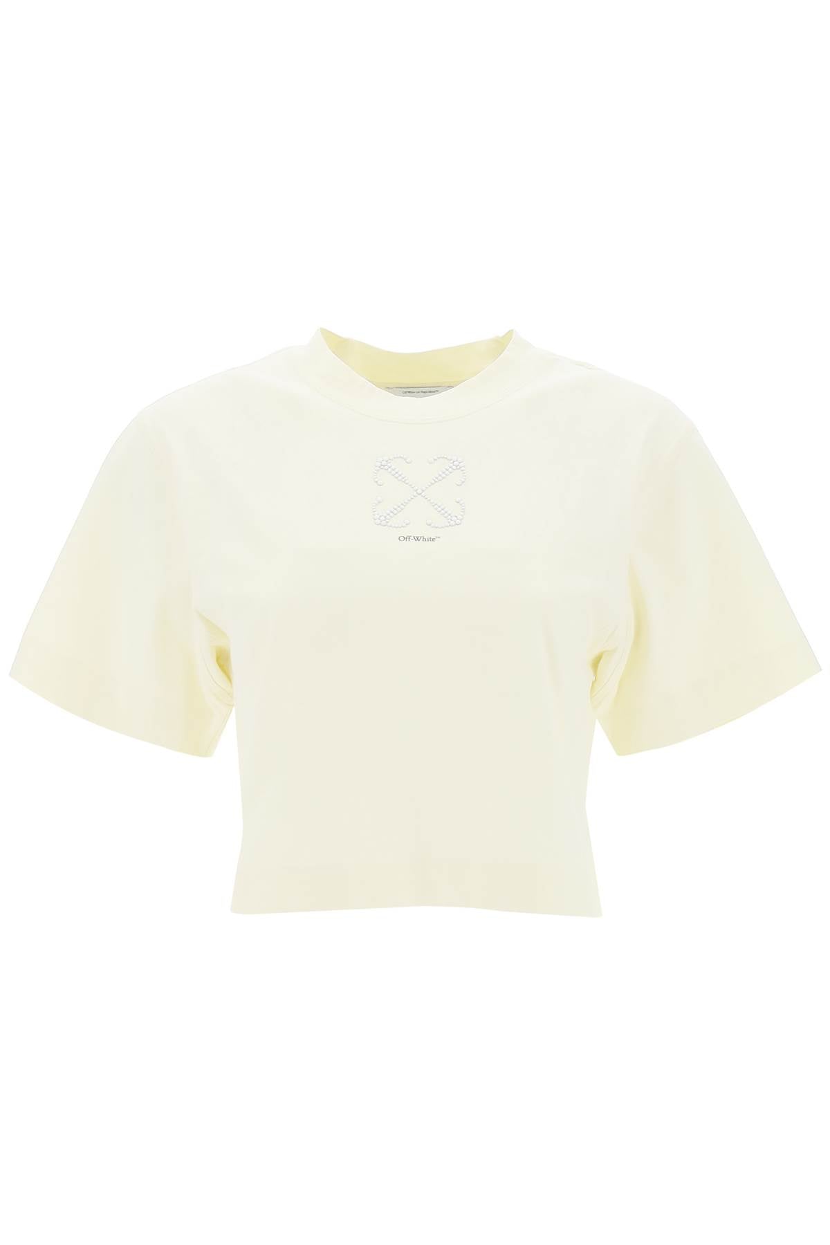 Off-white cropped t-shirt with arrow motif-0