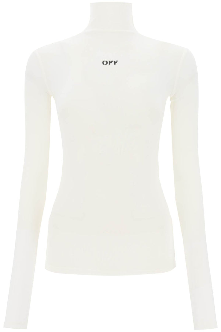Off-white funnel-neck t-shirt with off logo-0