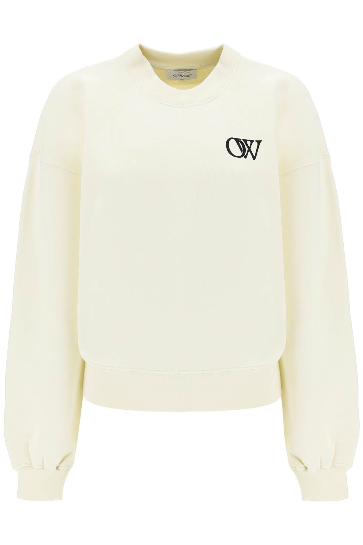 Off-white crew-neck sweatshirt with flocked logo-0