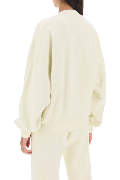 Off-white crew-neck sweatshirt with flocked logo-2