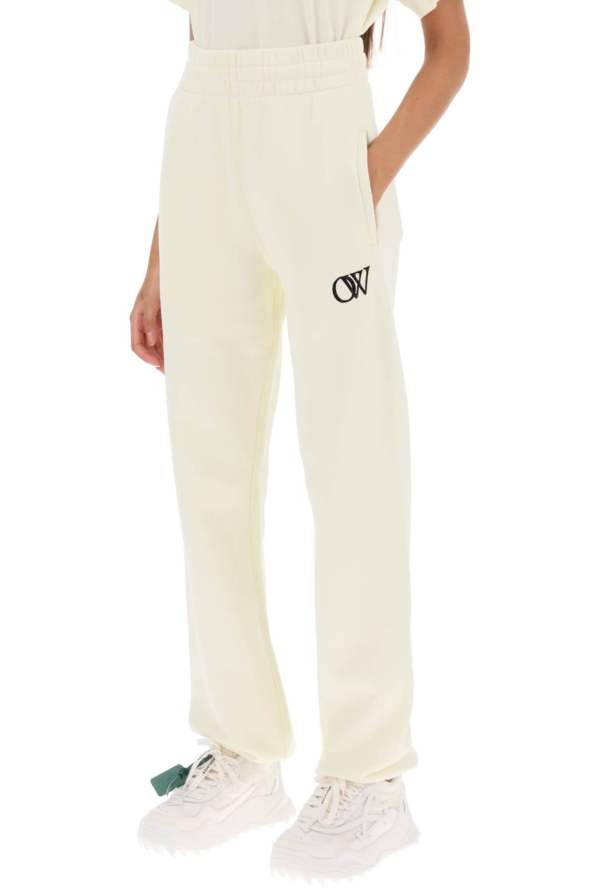 Off-white joggers with flocked logo-3