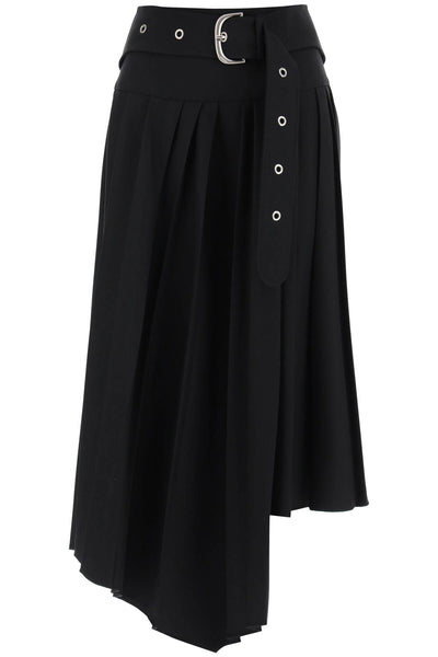 Off-white belted tech drill pleated skirt-0