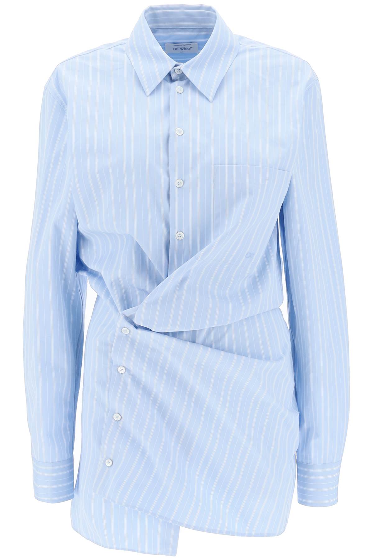 Off-white striped-poplin mini shirt dress-0