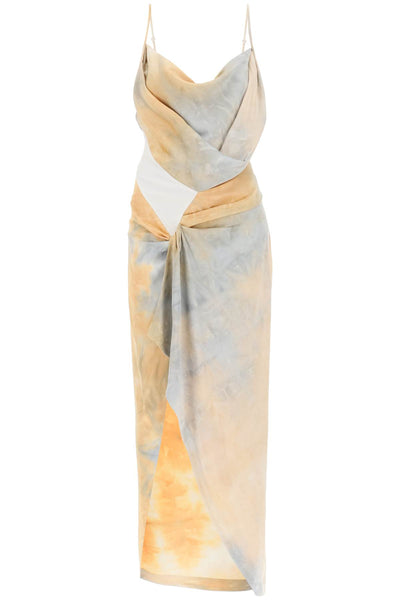 Off-white draped tie-dye dress-0