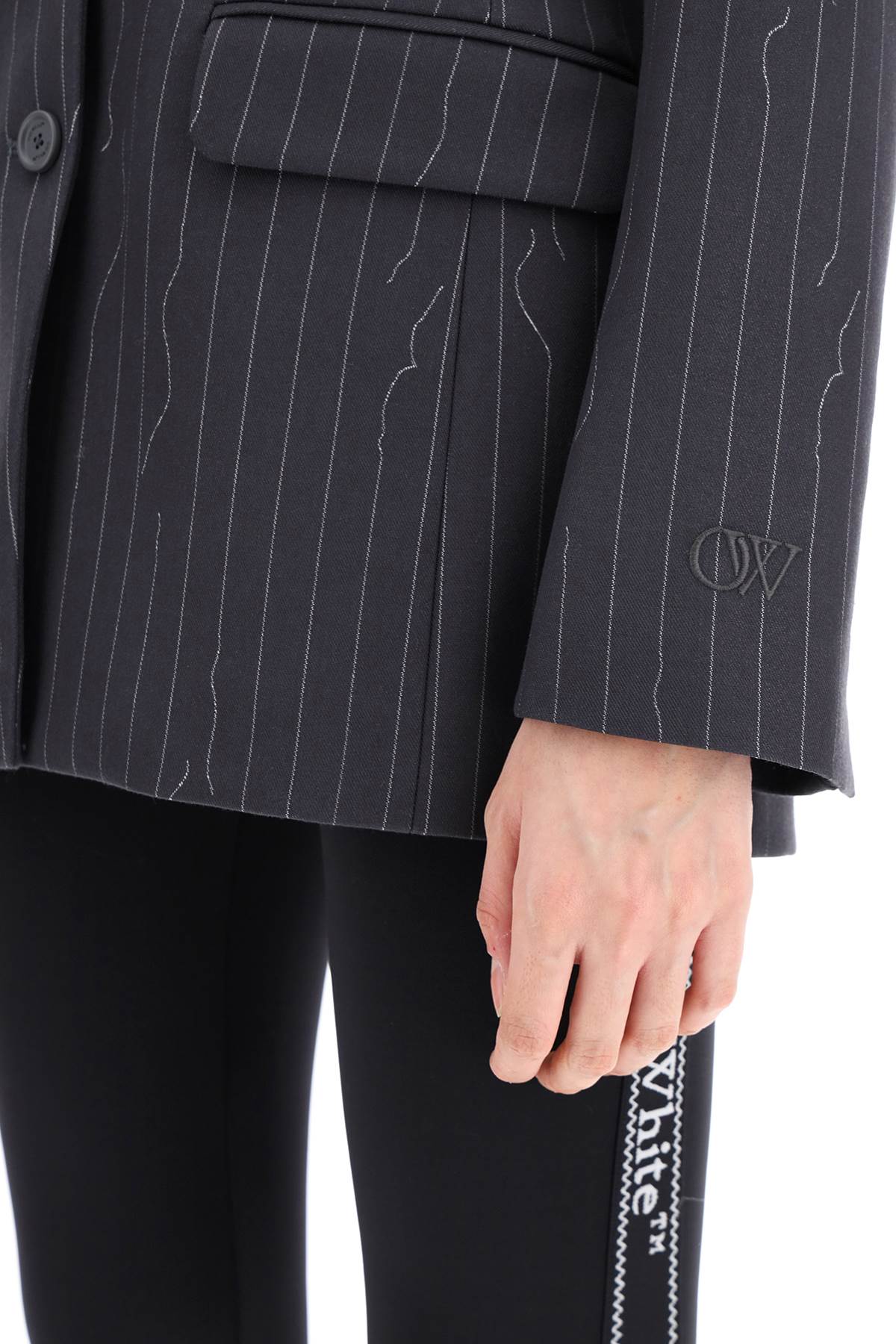 Off-white broken pinstripe pattern jacket with-3
