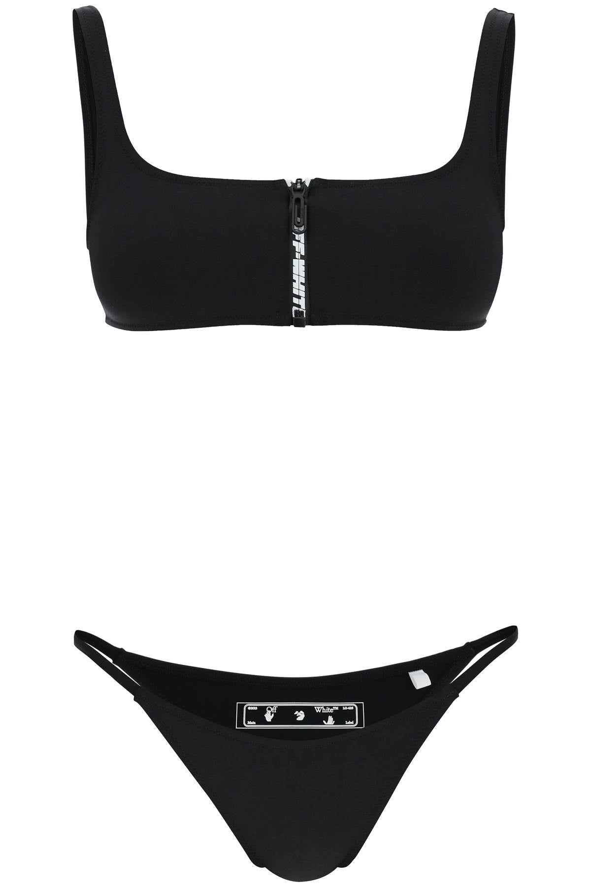 Off-white bikini set with zip and logo-0