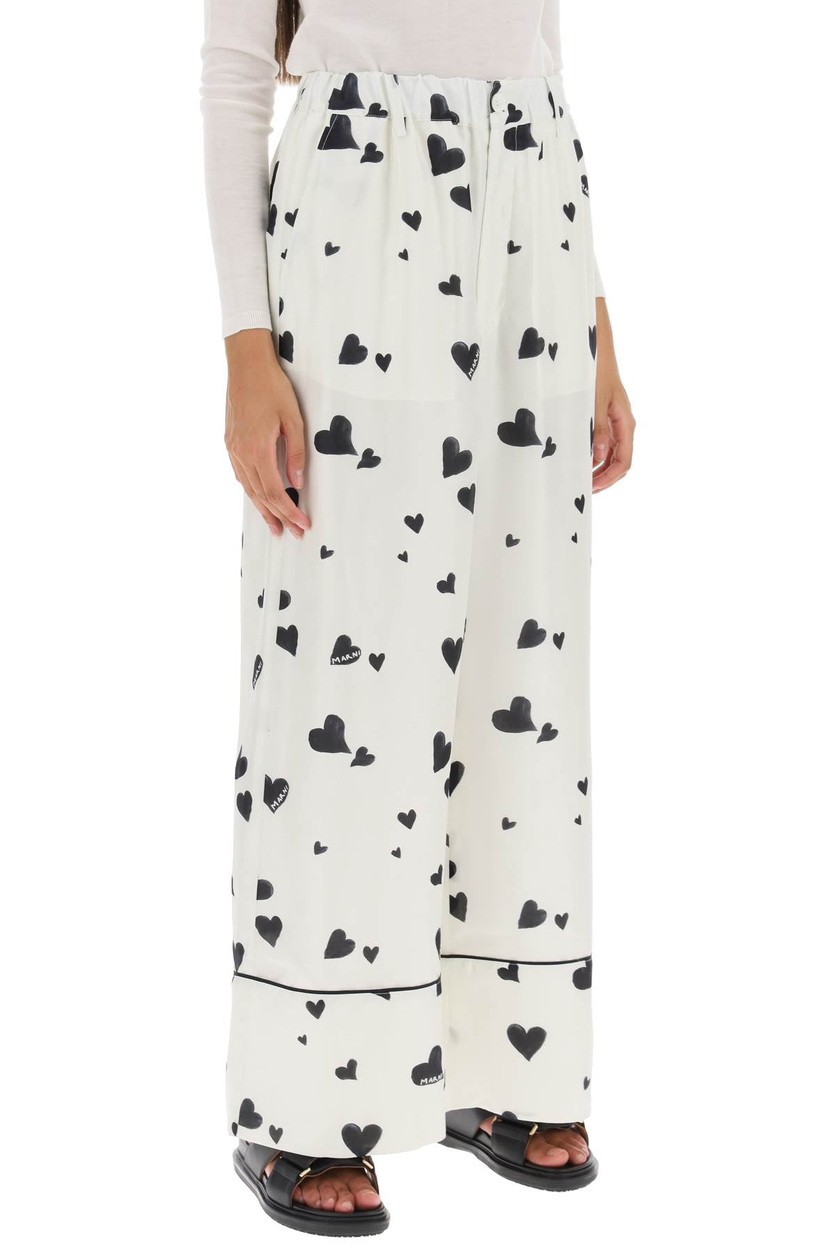 Marni pajama pants with bunch of hearts motif-1