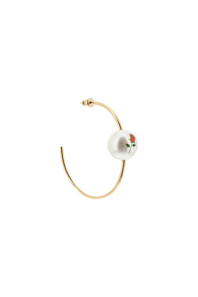 Saf safu 'pearl & roses' hoop earrings-2