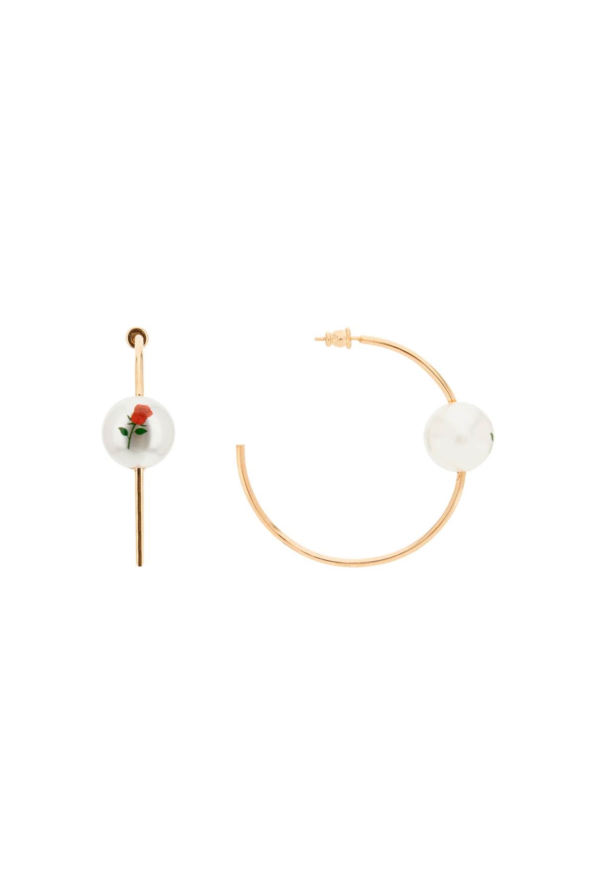 Saf safu 'pearl & roses' hoop earrings-1