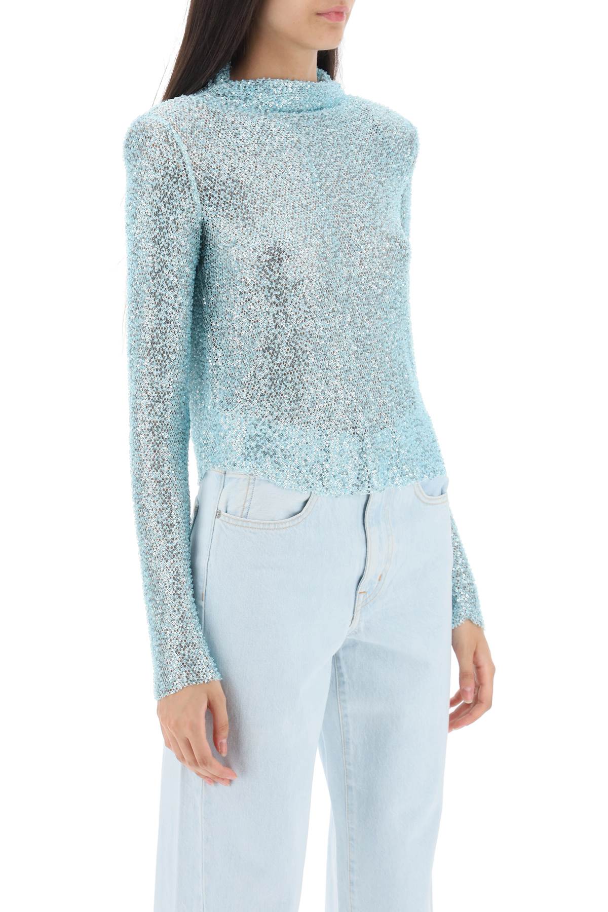 Self portrait long-sleeved top with sequins and beads-1