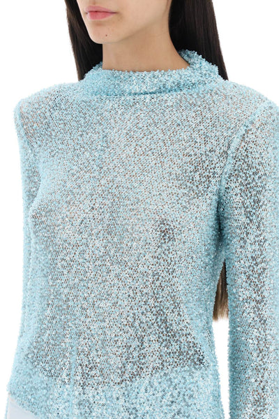 Self portrait long-sleeved top with sequins and beads-3