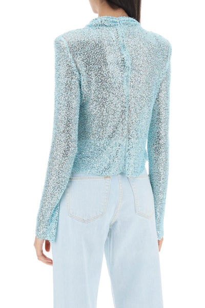 Self portrait long-sleeved top with sequins and beads-2