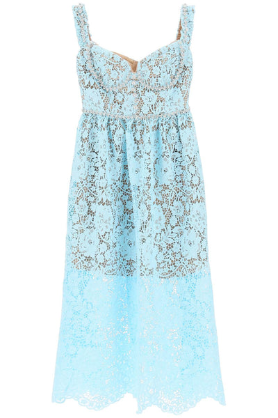 Self portrait midi dress in floral lace with crystals-0
