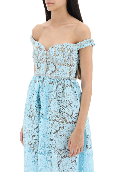 Self portrait midi dress in floral lace with crystals-3