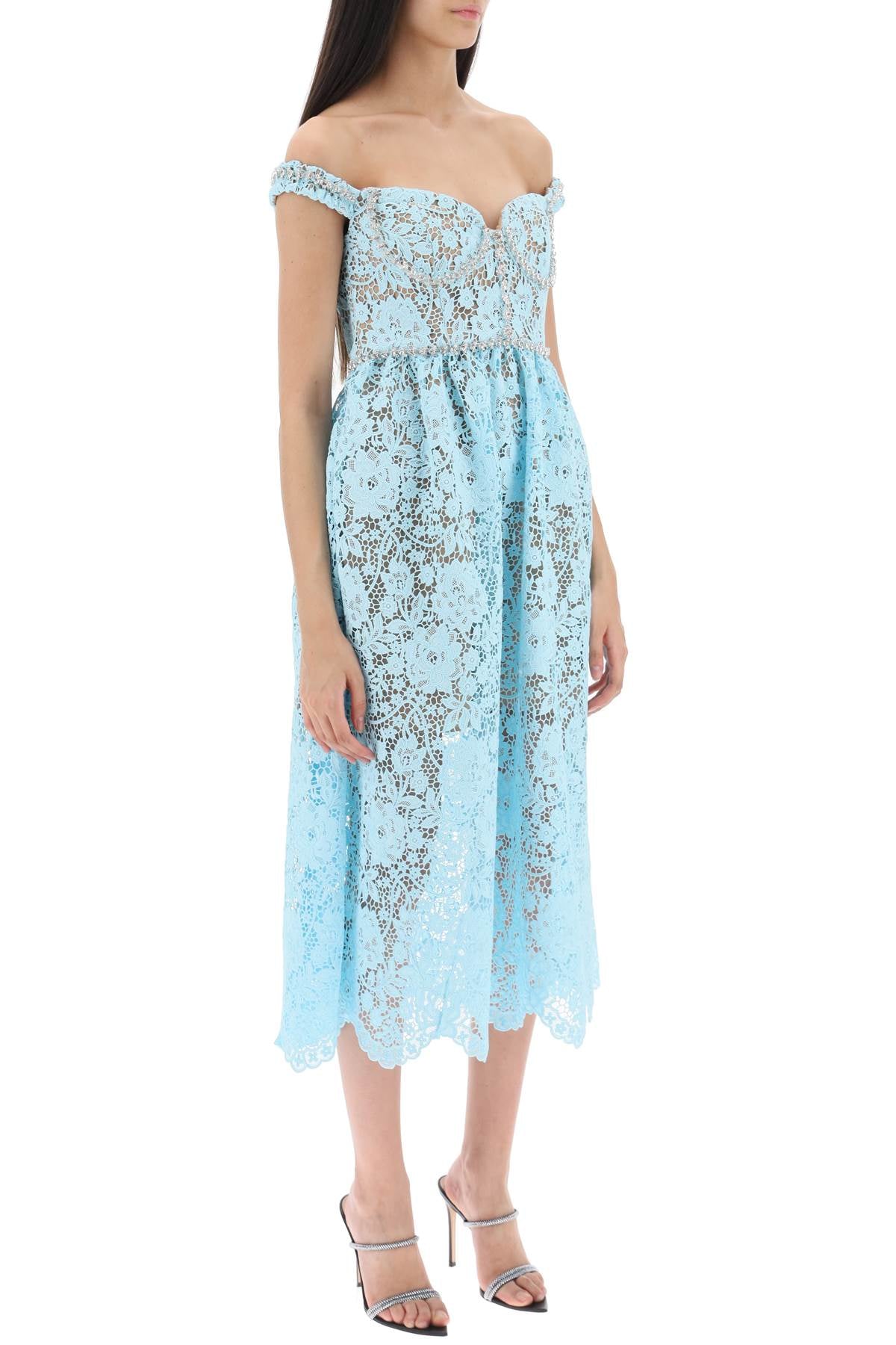 Self portrait midi dress in floral lace with crystals-1