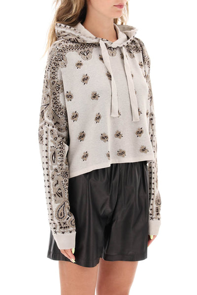 Amiri knitted cropped hoodie with bandana motif-1